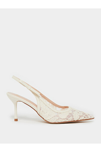 Styli Women White Lace Slingback Shoes