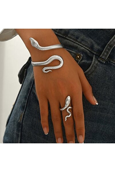 OEM Boho Set "Serpent Spirit" – Adjustable Bracelet and Ring S925 Silver Plated