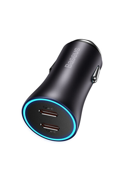 Baseus Golden Contactor Pro Car Charger, 2x USB-C, Quick Charge 40W, Grey