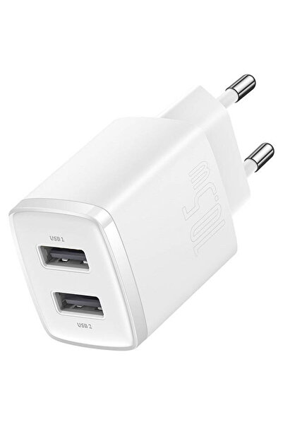 Baseus Compact Quick Charger, 2x USB, 10.5W (white)