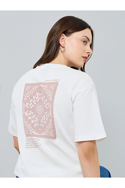 Styli White Graphic Print Cotton T-Shirt