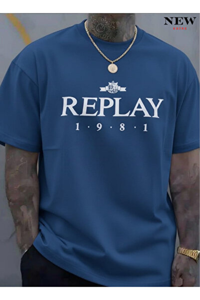 New Shine تي شيرت مطبوع للجنسين من ريبلاي 1981