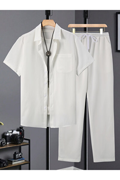 Take Two By Styli Men White Relaxed Shirt and Trousers Co-Ords
