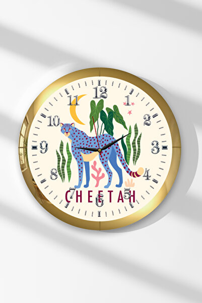 Zevahir Mobilya Dekorasyon Ceas de perete rotund din MDF cu tematică Ghepard,...