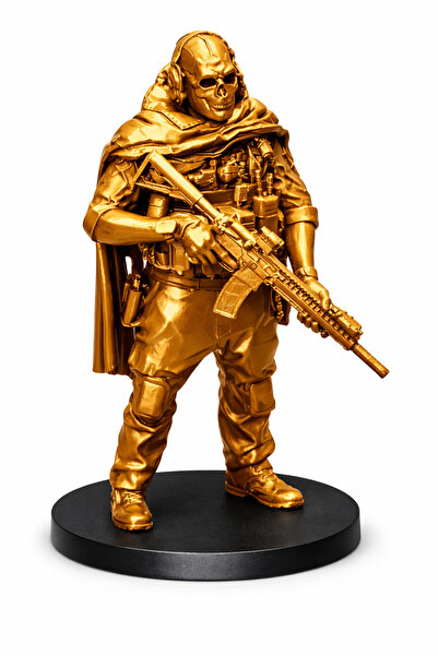 OEM Call of Duty Ghost Parlak Bronz Figür | 3D Baskı Dekoratif Oyun Karakteri...
