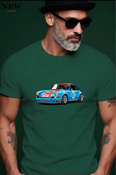New Shine تي شيرت مطبوع عليه سيارة للجنسين