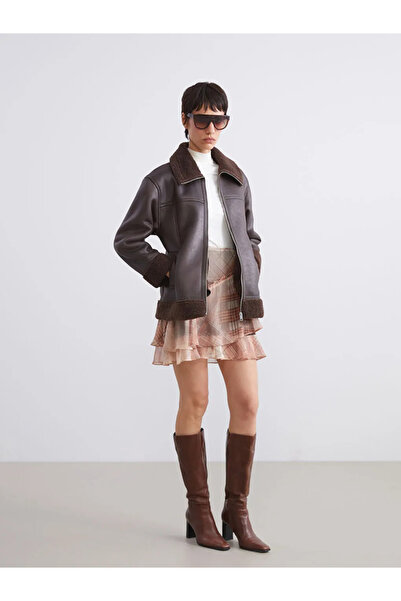 LC Waikiki Shirt Collar Women's Suede Coat