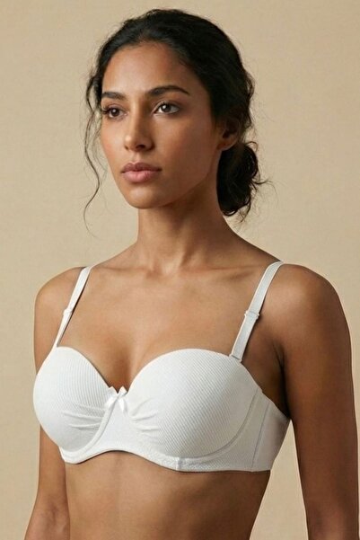 Infaith Women's Strapless Underwire Non-Padded Corded Fabric Bra - Suitable f...