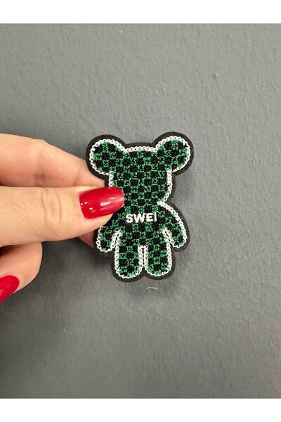Gönülden Tasarım Iron-On Punch Woven Bear Embroidery Sewing Applique 6X5 cm