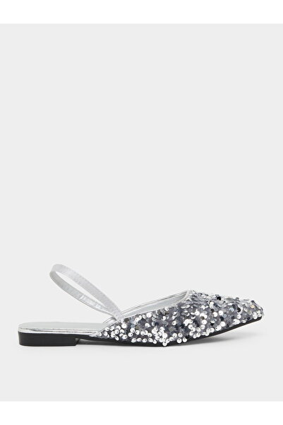 Take Two By Styli Silver Sequin Flat Sandals