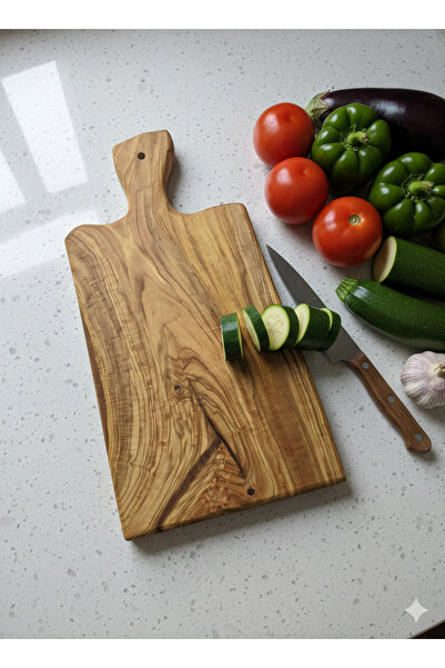 Krb Ahsap Olive Wood Cutting Board with Handles, Presentation Board with Hand...