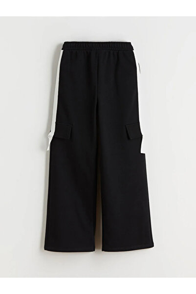 LC Waikiki Black Elastic Waist Cargo Sweatpants for Girls