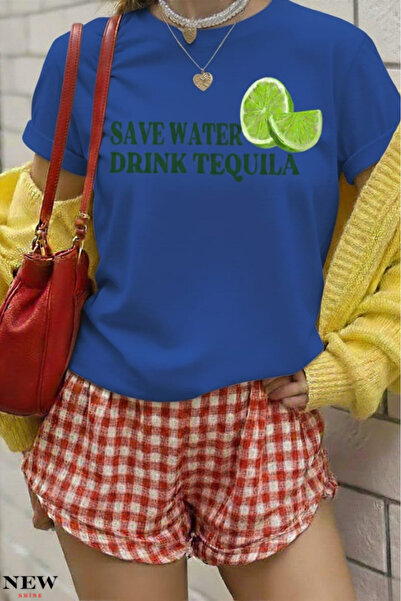 New Shine تي شيرت مطبوع عليه عبارة 'حفظ المياه، اشرب' للجنسين