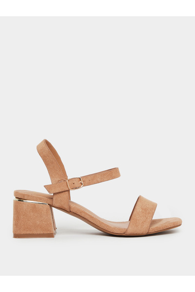 Styli Brown Suede Block Heel Sandals