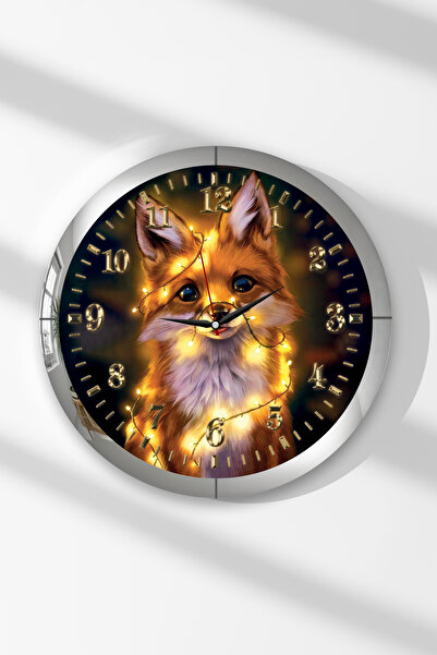 Zevahir Mobilya Dekorasyon Ceas de perete rotund din MDF cu tematică Vulpe, c...
