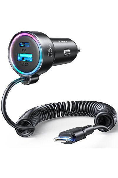 Joyroom 3 in 1 car charger, type-C cable included, Fast charging, 55W, 1.5m, ...