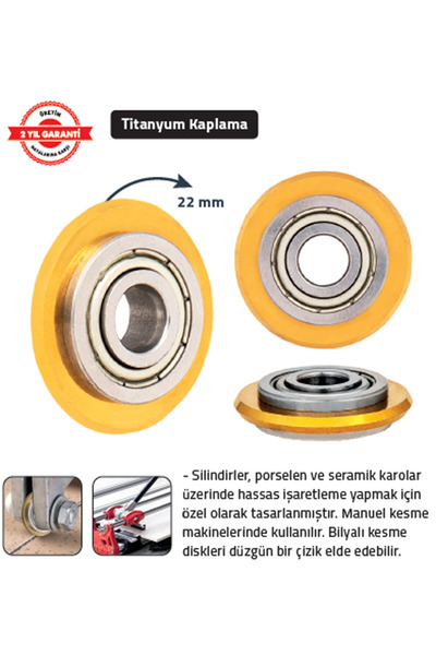 Tomax SERAMİK KESME ELMASI YEDEĞİ 22 mm TİTANİUM