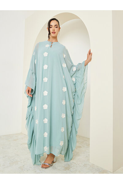 Styli Women Green Embellished Floral Kaftan