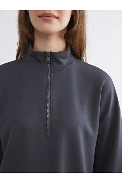 LC Waikiki Stand Collar Oversize Women's Sweatshirt Tunic