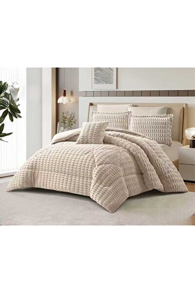 ALMIAAD Luxurious winter bedspread, velvet with a plain embossed faux fur cov...