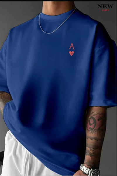 New Shine تي شيرت مطبوع عليه حرف A للجنسين