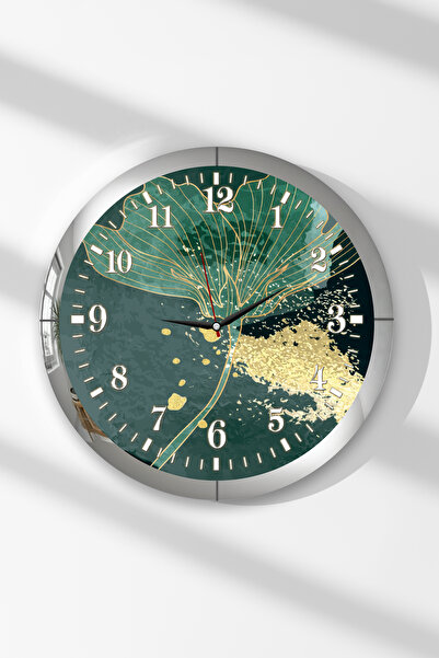 Zevahir Mobilya Dekorasyon Ceas de perete rotund din MDF cu tematică verde, c...