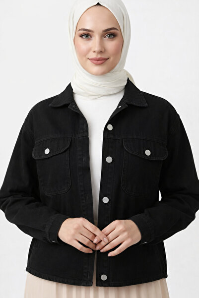 ECALAMODE Women's Denim Jacket Buttoned Pocket Detail Casual Regular Jean Jacket