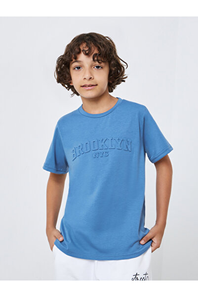 Styli Boys Blue Embossed Detail Oversized T-Shirt