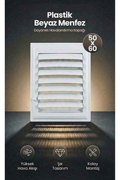 ÖZFIRAT PVC YAPI Plastik Havalandırma Menfezi - WC & Banyo Uyumlu - Beyaz - (...