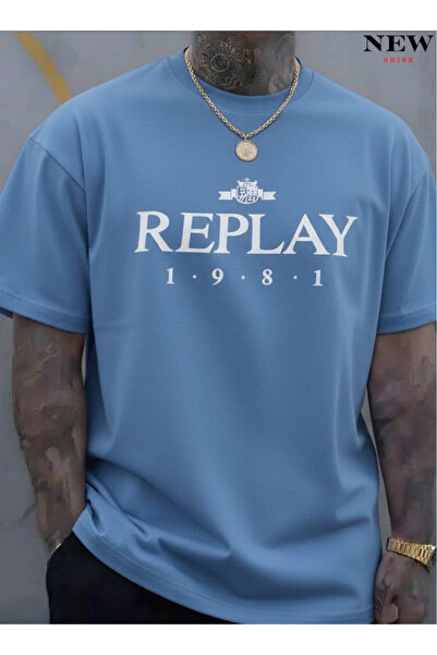 New Shine تي شيرت مطبوع للجنسين من ريبلاي 1981