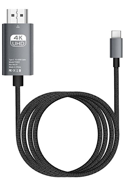 The Bros كابل USB-C إلى HDMI بطول 6.5 قدم، سلك مضفر من النايلون، محول فيديو م...