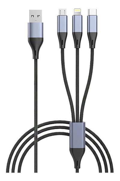 The Bros 3 in 1 USB Phone Charger Cables 5A Fast Braided Nylon Unbreakable Ch...