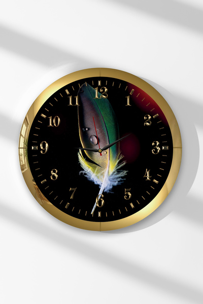 Zevahir Mobilya Dekorasyon Ceas de perete rotund din MDF cu tematică cu pene ...