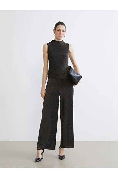 LC Waikiki Shiny Look Women's Trousers with Elastic Waist