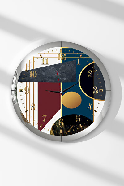 Zevahir Mobilya Dekorasyon Silver Framed Geometric Moments Themed Round Mdf W...