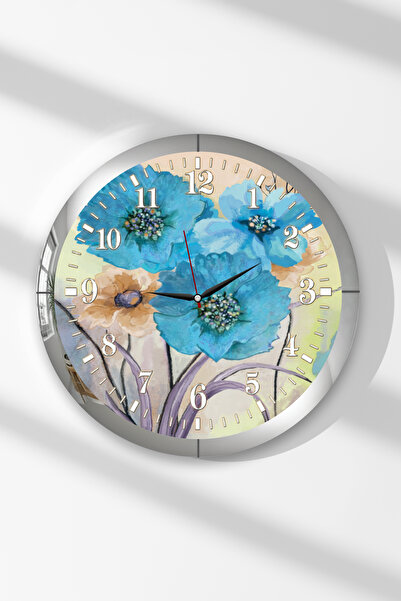 Zevahir Mobilya Dekorasyon Ceas de perete rotund din MDF cu tematică de flori...