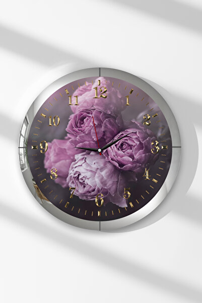 Zevahir Mobilya Dekorasyon Ceas de perete rotund din MDF cu tematică cu flori...