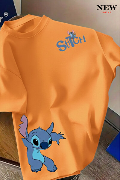 New Shine تي شيرت مطبوع عليه ستيتش للجنسين