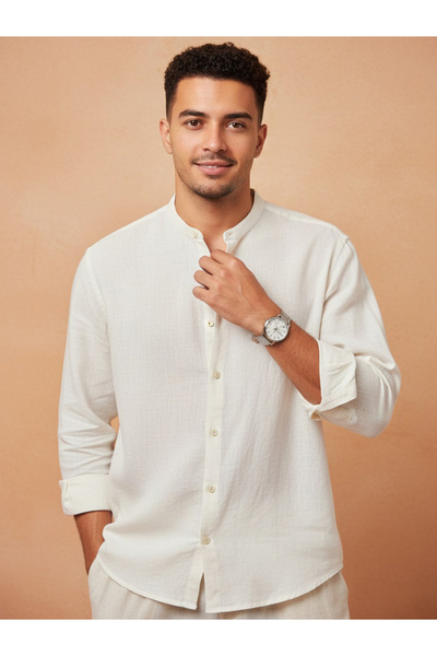 TRULOOM By Styli Men Solid Regular Fit Cotton Shirt