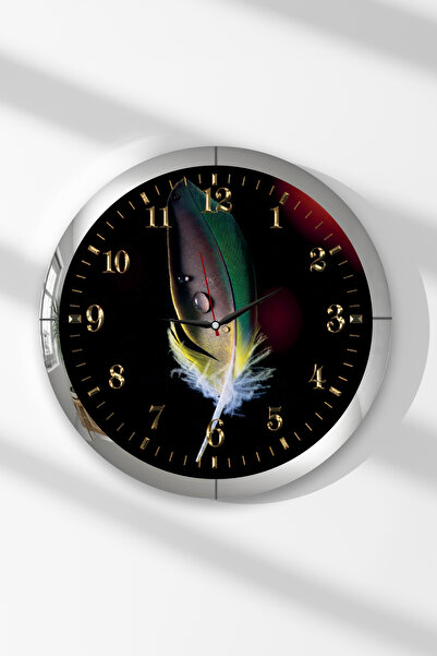 Zevahir Mobilya Dekorasyon Ceas de perete rotund din MDF cu tematică cu pene ...