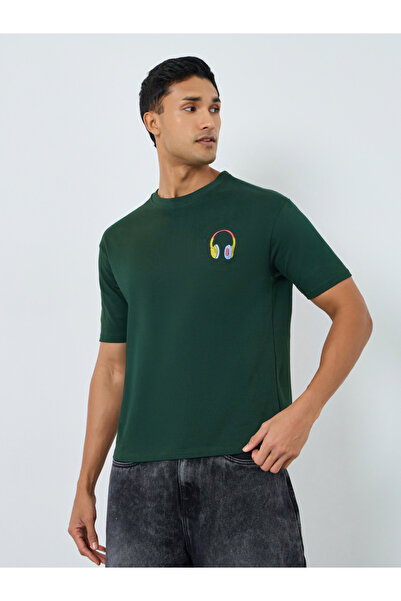 Styli Men Green Embroidered Graphic T-Shirt