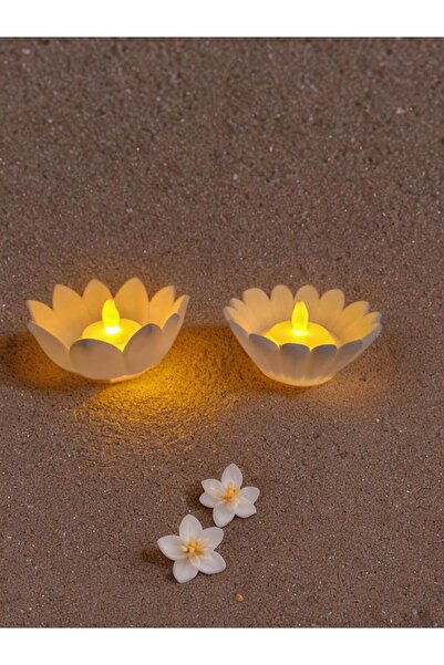 eoshop Çiçek Şeklinde Dekoratif Tealight Led'li Lotus ve Papatya 2'li Mumluk ...