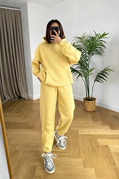 YAKAMEL Women's 3-Ply Oversize Premium Sweatshirt Tracksuit Set