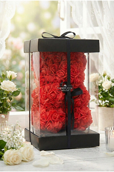 Yapay Çiçek Deposu Floare Artificială Endless Love Bear cu trandafiri roșii î...