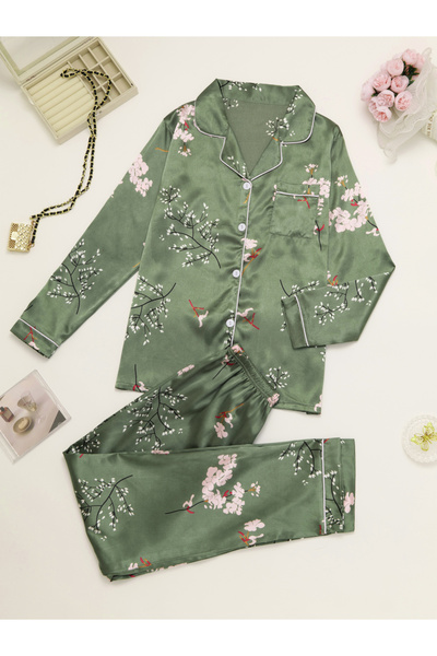 Take Two By Styli Women Graphic Print Long Sleeve Shirt and Pyjama Set