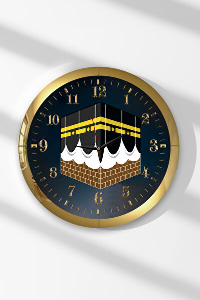 Zevahir Mobilya Dekorasyon Ceas de perete rotund din MDF cu tematică Kaaba, c...
