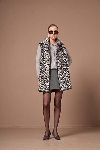 FTZ WOMEN Kadın Leopar Yelek Siyah 31275