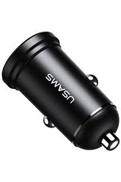 Usams Incarcator auto mini Universal, C20, 2 Porturi USB, CC114TC01, Negru