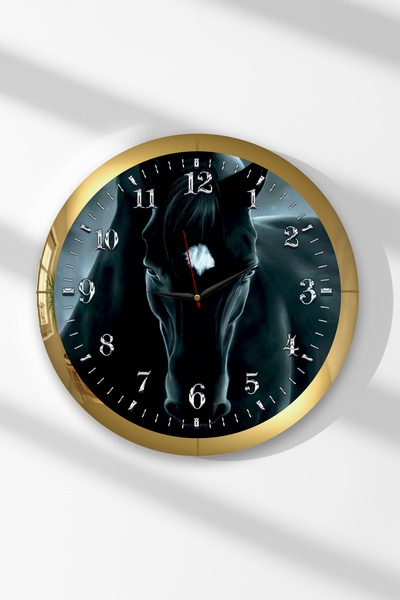 Zevahir Mobilya Dekorasyon Ceas de perete rotund din MDF cu tematică de cal n...