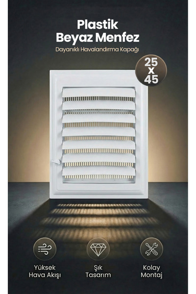 ÖZFIRAT PVC YAPI Plastik Havalandırma Menfezi - WC & Banyo Uyumlu - Beyaz - (...